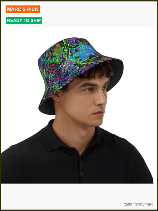 Glow in Dark Splatter Bucket Hat Sun Beach Fisherman Cap Outdoor main image 5